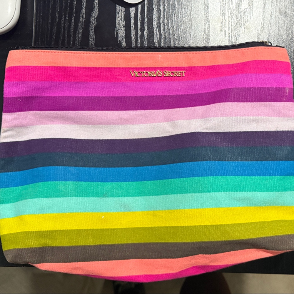 Victoria's Secret Rainbow Stripe Cosmetic Pouch